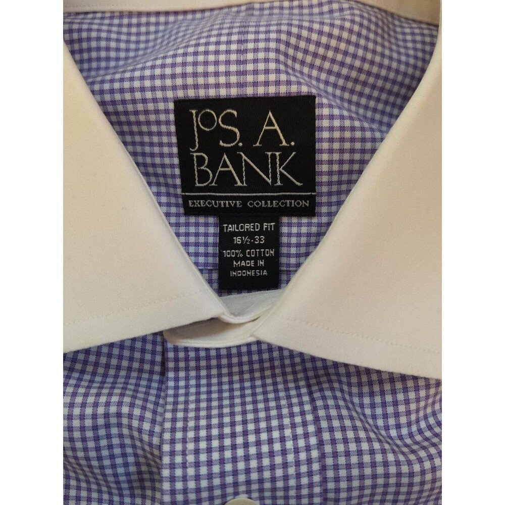 Jos. A. Bank Exec Collection Tailored Fit Dress Shirt 16.5-33 Lavender Check - Picture 4 of 7